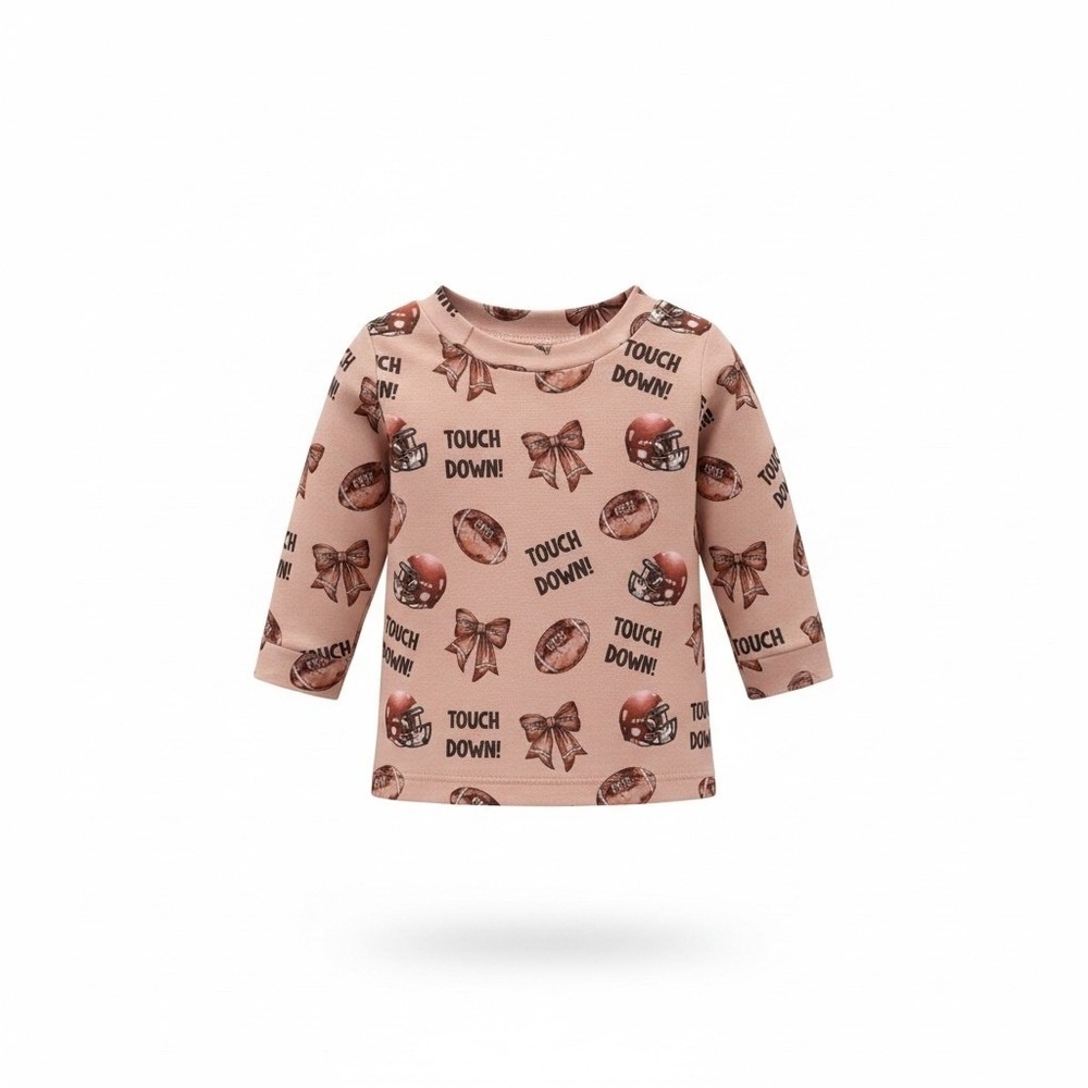 Minikin Mischief Baby Girls Football Bows Touch Down Long Sleeve Top 3-6M NEW